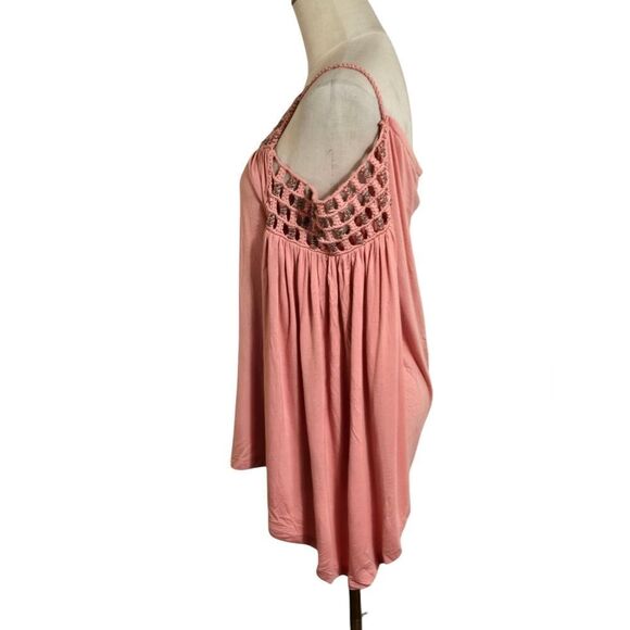 Boston Proper Women's Coral Crochet Bell Sleeve Cold Shoulder Top - Picture 3 of 8